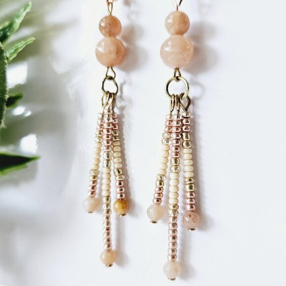 2/$27 | Triple Fringe Beaded Indigenous Native  Earrings | Handmade Jewelry - Picture 3 of 6